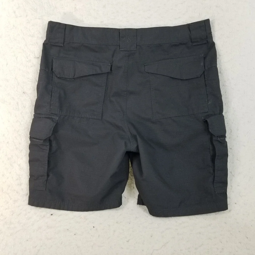 TRU-SPEC Cargo Shorts Men 38 Black Tactical Heavy Duty Canvas Stretch Waistband